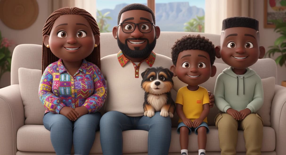 The Comparewells family on their sofa.